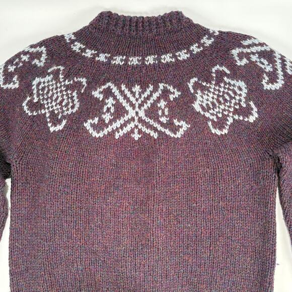 VTG Danspin Wool Fair Aisle Cable Sweater Handknit MED LG Chunky Knit Grandma - Picture 7 of 10